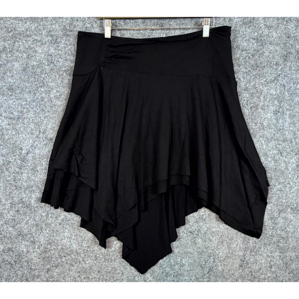 Vintage Robert Rodriguez Dancing Skirt Womens 10 Black Acrylic Handkerchief Hem